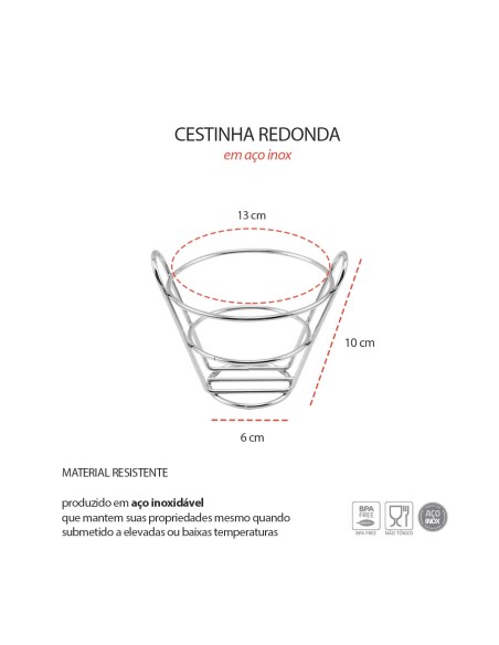 Cestinha Cachepot Inox Decoraçao Flor Vela Restaurante Mesa