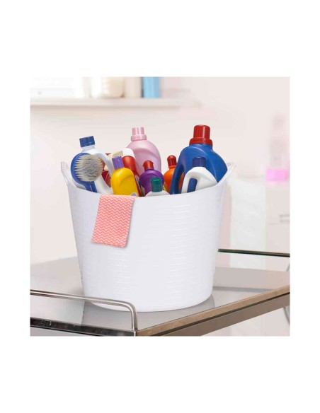 Balde Flexivel Cesto Multiuso Branco Roupa Brinquedos 15L