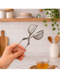 Infusor de Cha Pinça Esfera Redonda Peneira Inox Ervas 2