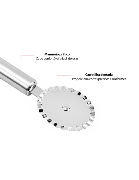 Cortador de Massas Carretilha Dentada Inox Pastel Pizza