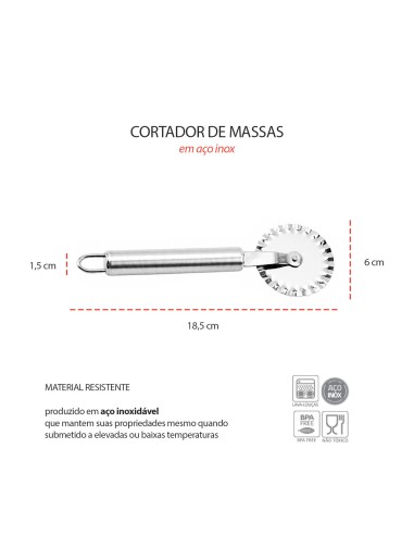 Cortador de Massas Carretilha Dentada Inox...