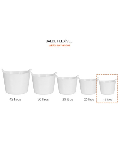 Balde Flexivel Cesto Multiuso Branco Roupa Brinquedos 15L
