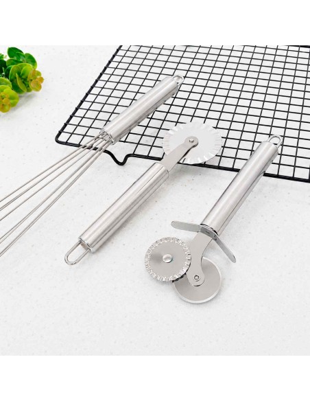 Cortador de Massas Carretilha Dupla Inox Pastel Pizza