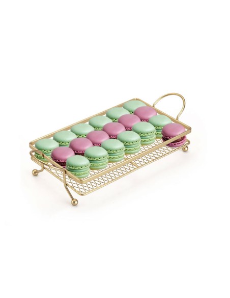 Bandeja Dourado Fosco Servir Decorar Festa Buffet Suporte Alça Aço