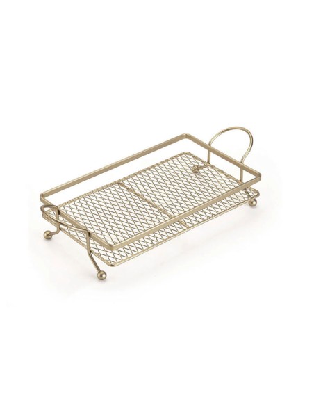 Bandeja Dourado Fosco Servir Decorar Festa Buffet Suporte Alça Aço