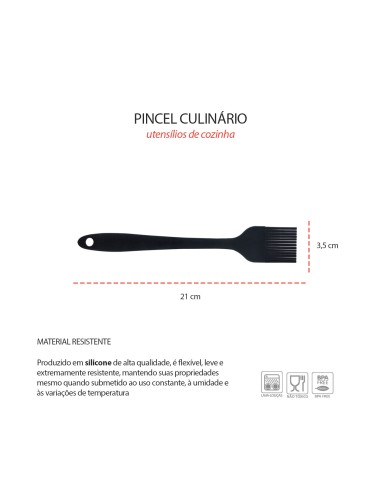 Pincel Culinario Silicone Preto Confeitaria...