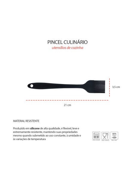 Pincel Culinario Silicone Preto Confeitaria Cozinha