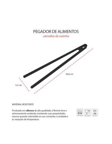 Pegador de Alimentos Pinça Silicone Preto...