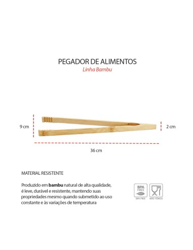 Pegador de Alimentos Salada Pinça Bambu Buffet...