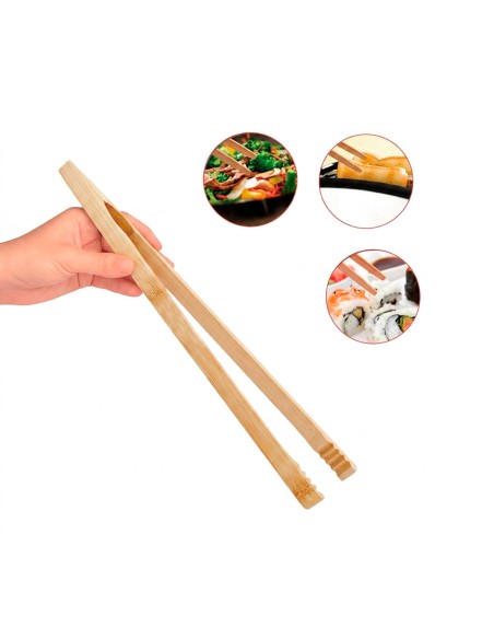 Pegador de Alimentos Salada Pinça Bambu Buffet Sashimi 30cm