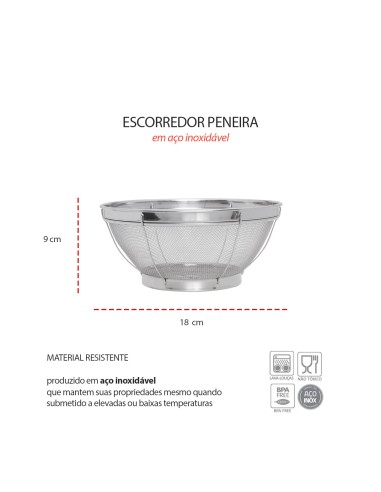 Escorredor Peneira Cesto Inox Massas Arroz...