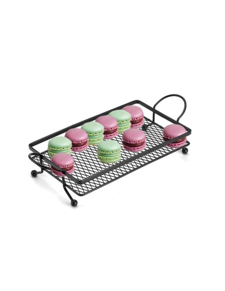 Bandeja Preta Servir Decorar Festa Buffet Suporte Alça Aço