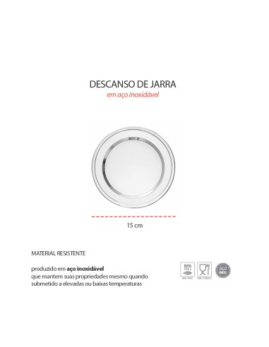 Descanso de Talheres Jarra Prato Inox Petiscos...