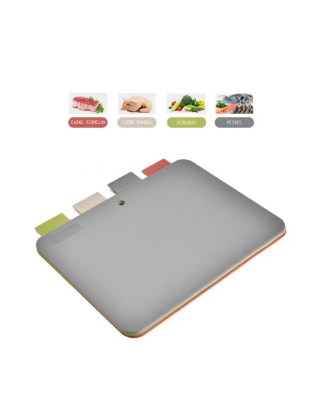Tabua de Corte Carne Frango Verdura Peixe Jogo Colorido 4un