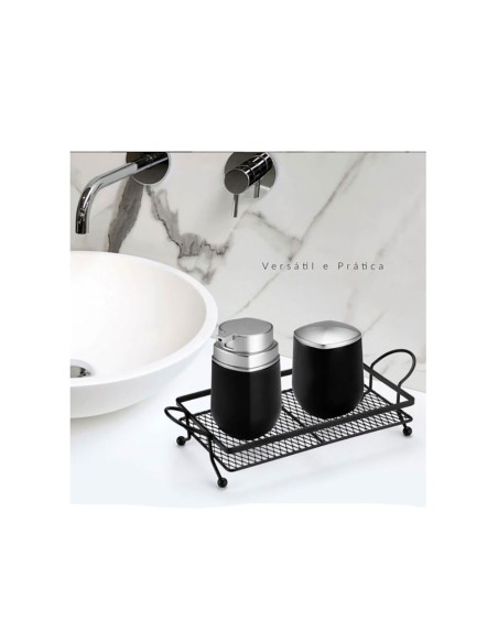 Bandeja Preta Servir Decorar Festa Buffet Suporte Alça Aço