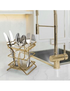 Porta Talheres Divisoria Escorredor Dourado Fosco Ouro Velho 2