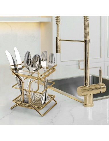 Porta Talheres Divisoria Escorredor Dourado...