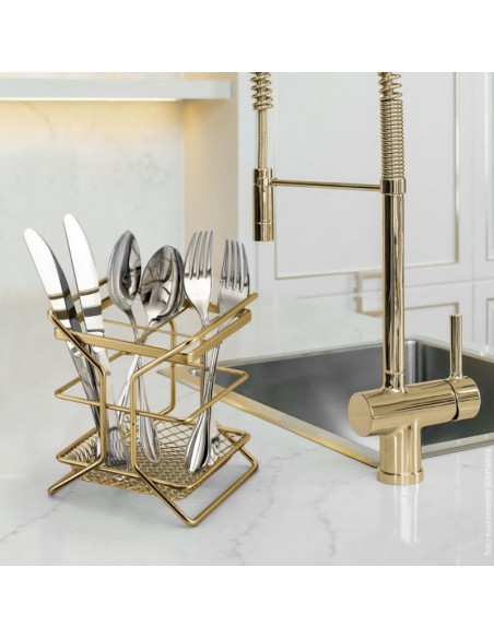 Porta Talheres Divisoria Escorredor Dourado Fosco Ouro Velho