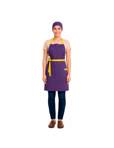 Avental Roxo Alça Cruzada Amarelo Açai Sorveteria Doceria