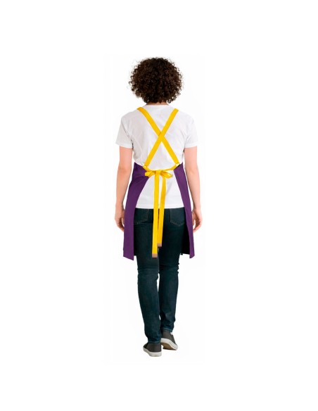 Avental Roxo Alça Cruzada Amarelo Açai Sorveteria Doceria