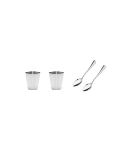 Copo Mini Inox 2un Colher Pequena Brigadeiro Finger Food 2un