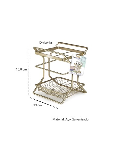 Porta Talheres Divisoria Escorredor Dourado...