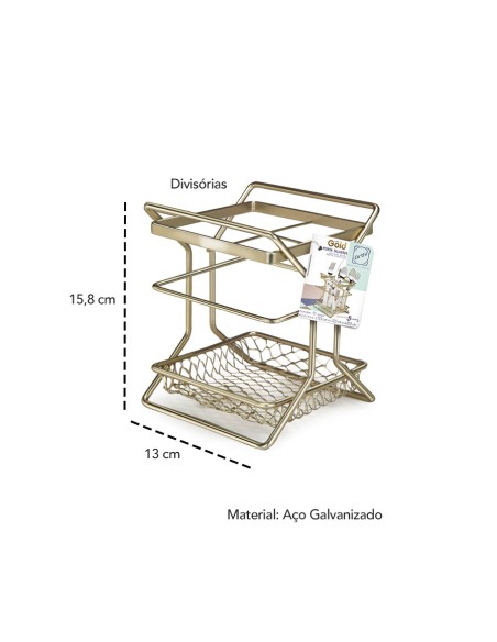 Porta Talheres Divisoria Escorredor Dourado Fosco Ouro Velho