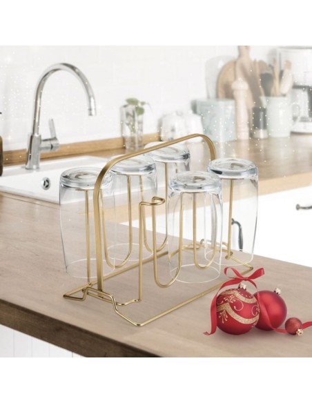 Porta Copos Dourado Fosco Suporte Escorredor Ouro Velho