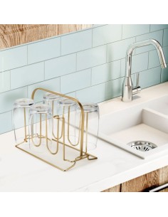 Porta Copos Dourado Fosco Suporte Escorredor Ouro Velho 2