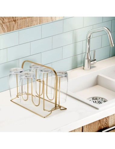 Porta Copos Dourado Fosco Suporte Escorredor...