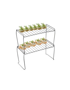 Suporte Duplo Empilhavel Organizador Aço Buffet Mesa Festa