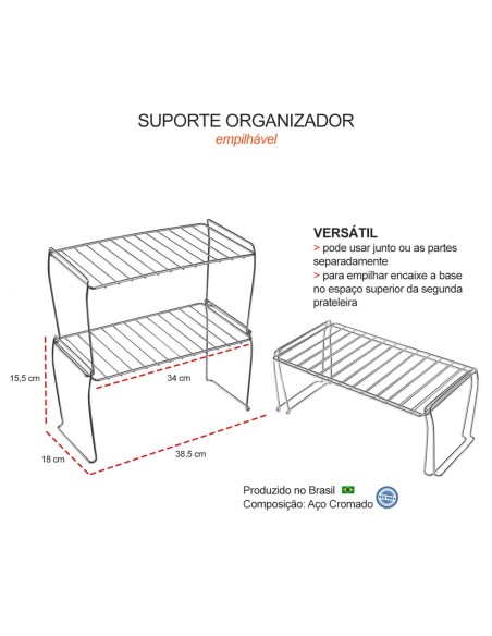 Suporte Duplo Empilhavel Organizador Aço Buffet Mesa Festa
