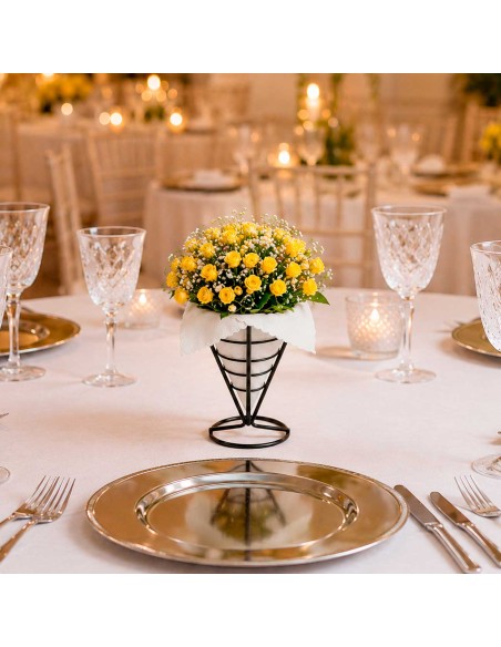 Suporte Cachepot Cone Preto Decoraçao Flor Vela Mesa Buffet