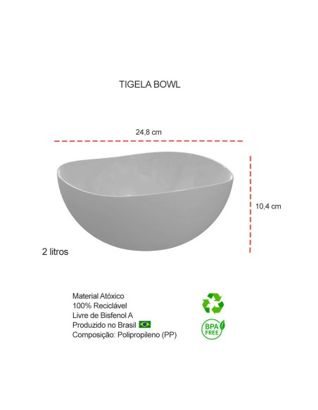 Tigela Bowl Travessa Saladeira Funda Preta 2L