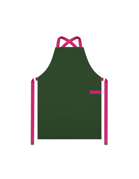 Avental Verde Alça Cruzada Rosa Pink Cafeteria Jardinagem