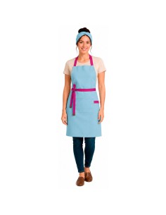 Avental Azul Claro Alça Cruzada Rosa Pink Confeitaria Buffet 2