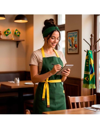 Avental Verde Amarelo Brasil Alça Cruzada Copa...