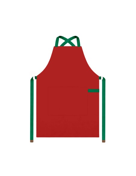 Avental Vermelho Alça Cruzada Verde Buffet Pintura Artesanato