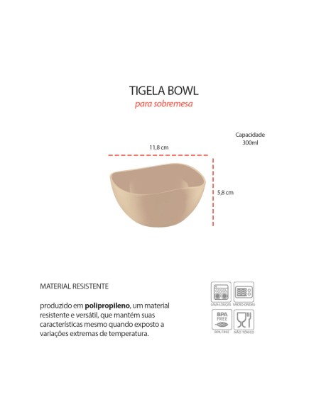 Tigela Bowl Pote Sobremesa Cremeira Bege Nude Capucino 300ml