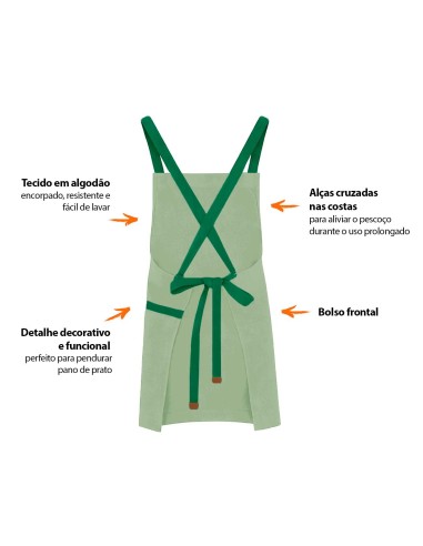 Avental Verde Matte Cha Alça Cruzada...