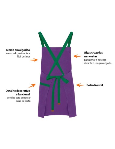 Avental Roxo Alça Cruzada Verde Açai Sorveteria...