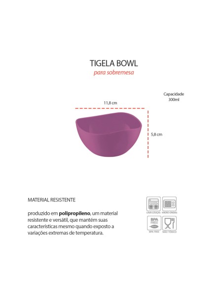 Tigela Bowl Pote Sobremesa Açai Cremeira Roxo Magenta 300ml