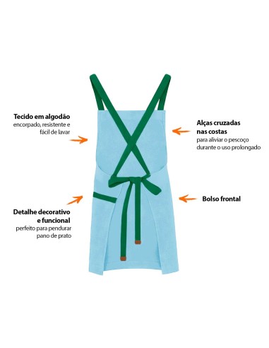Avental Azul Claro Alça Cruzada Verde...
