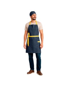 Avental Jeans Alça Cruzada Amarelo Restaurante Bar Cafeteria 2