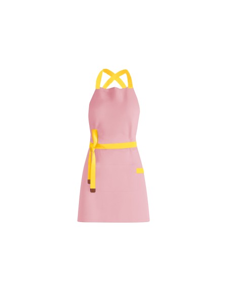Avental Rosa Alça Cruzada Amarelo Confeitaria Doceria Festa