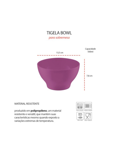Tigela Bowl Sobremesa Cumbuca Açai Roxo Magenta 500ml