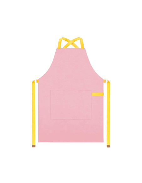 Avental Rosa Alça Cruzada Amarelo Confeitaria Doceria Festa