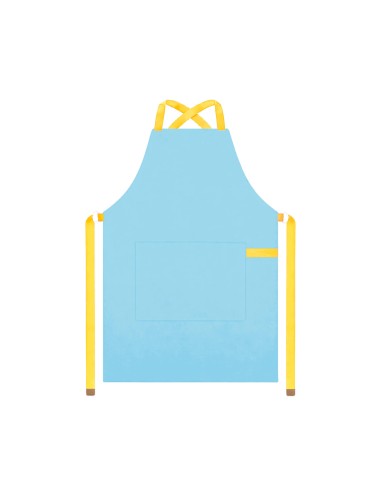 Avental Azul Claro Alça Cruzada Amarelo...