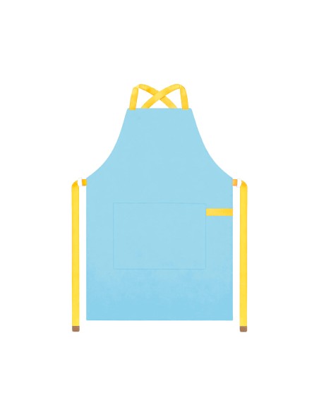 Avental Azul Claro Alça Cruzada Amarelo Confeitaria Buffet