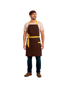Avental Marrom Alça Cruzada Amarelo Cafeteria Doceria 2